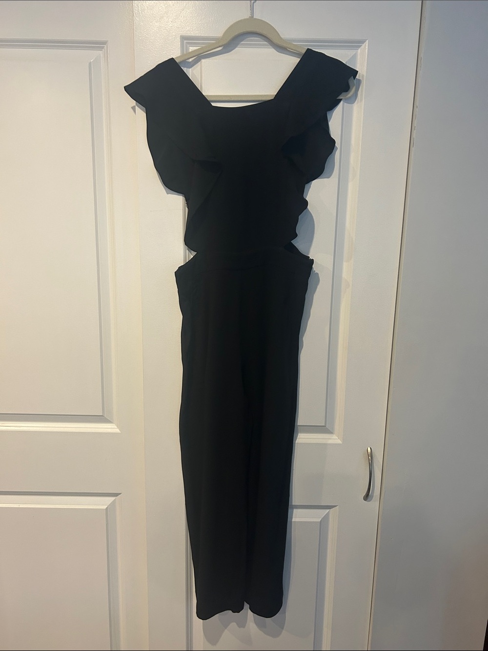 Zara Black Ruffle Cropped Up Women's Dressy Romper